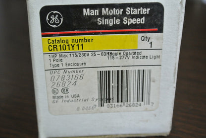 GE CR101Y11 - MANUAL MOTOR STARTER - SINGLE SPEED - 1HP, 115/230V - NEW SURPLUS