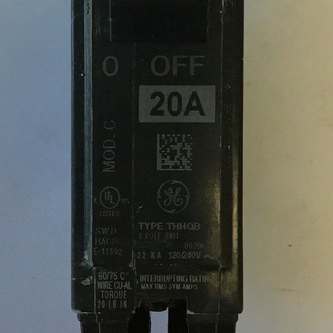 GE THHQB1120 20A MOD.C 22KA 120/240VAC 1POLE CIRCUIT BREAKER***LOTOF 3***