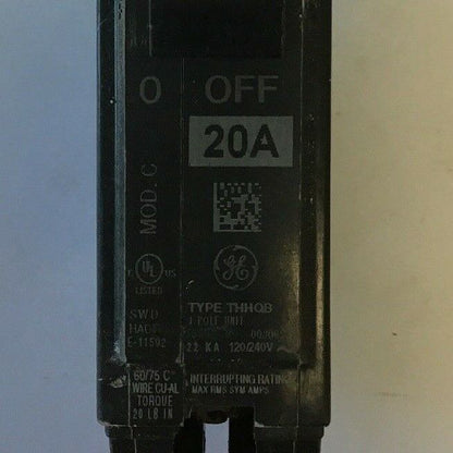 GE THHQB1120 20A MOD.C 22KA 120/240VAC 1POLE CIRCUIT BREAKER***LOTOF 3***