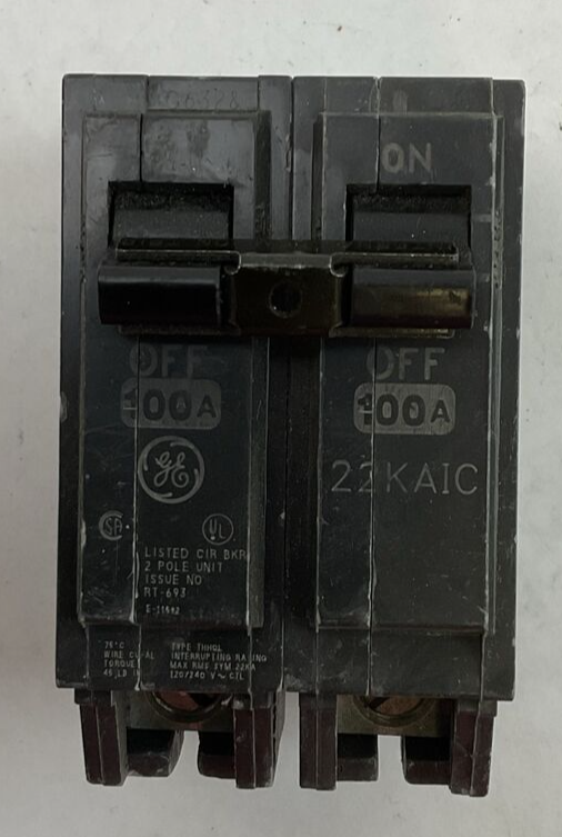 GE THHQL21100 CIRCUIT BREAKER 2POLE 100AMP 120/240VAC 22KAIC