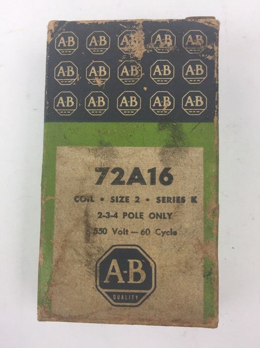 ALLEN BRADLEY 72A16 COIL SIZE 2 SERIES K 2-3-4 POLE ONLY 550V 60CY