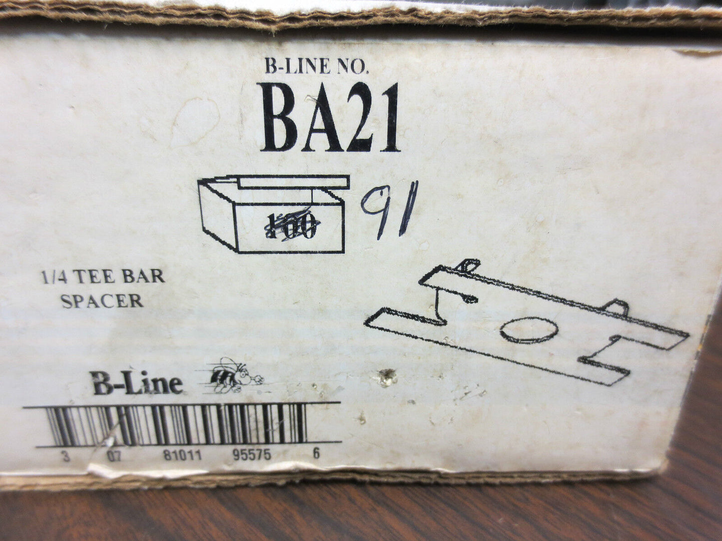 COOPER B-LINE BA-21 T-BAR SPACER; 1/4 -INCH, STEEL - BOX of 90 - NEW