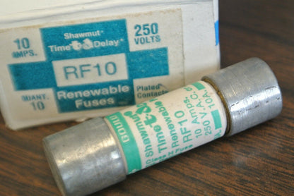 BOX of 10 / GOULD-SHAWMUT RF10 RENEWABLE FUSE 10A / 250V / NEW SURPLUS