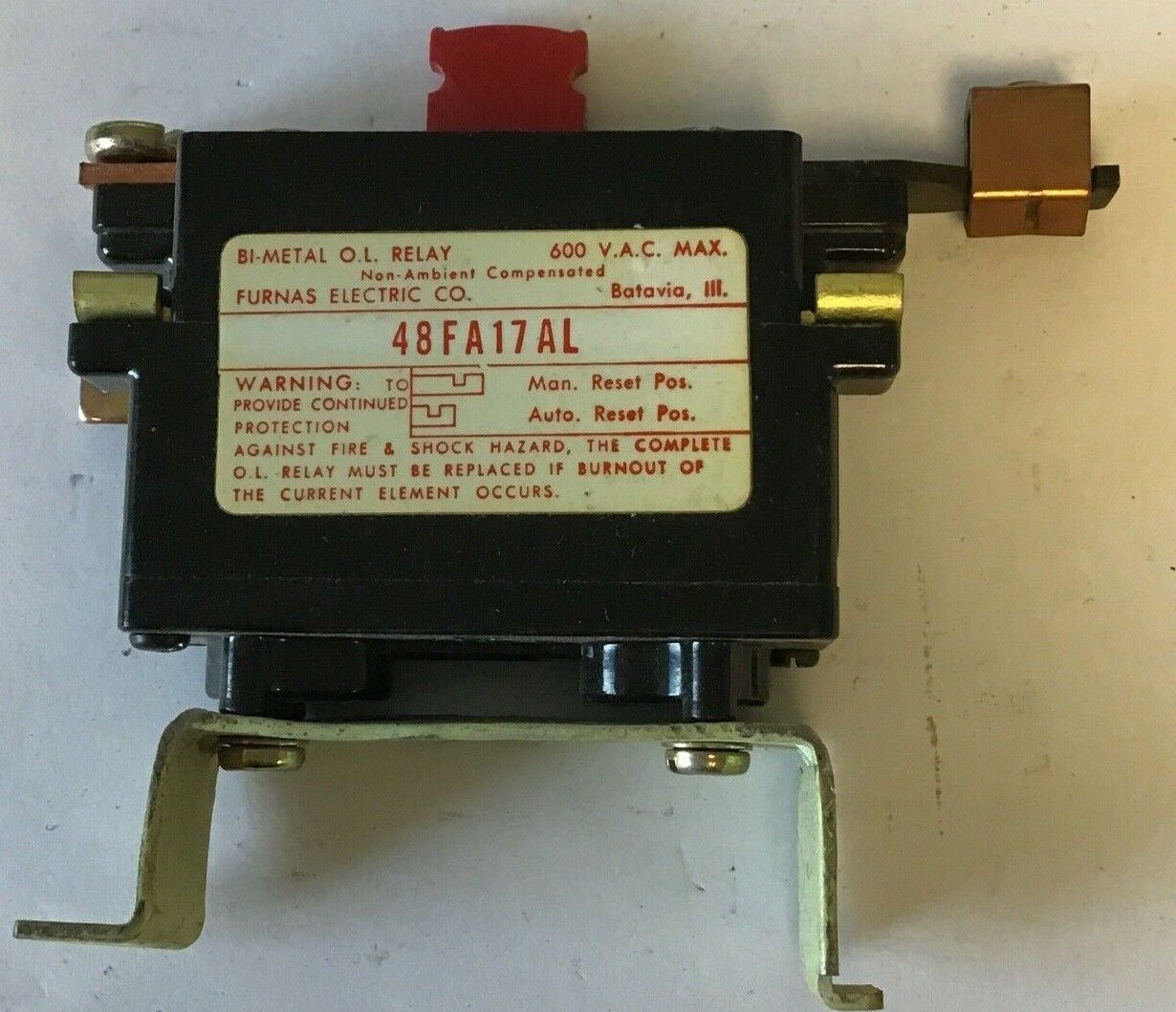 FURNAS 48FA17AL THERMAL OVERLOAD RELAY SIZE2 600VAC