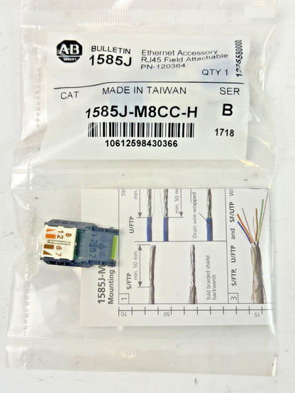 ALLEN-BRADLEY - 1585J-M8CC-H SER. B - ETHERNET ACCESSORY - RJ45 FIELD ATTACHABLE