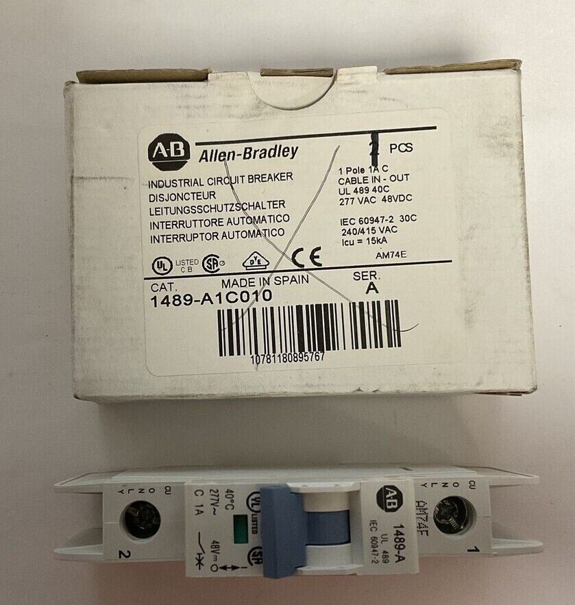 ALLEN BRADLEY 1489-A1C010 CIRCUIT BREAKER 1A 277VAC 48VDC SER.A