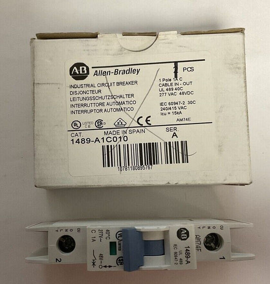 ALLEN BRADLEY 1489-A1C010 CIRCUIT BREAKER 1A 277VAC 48VDC SER.A