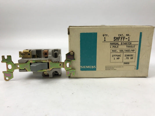 Siemens SMFFF-1 Manual Starter Max Voltage/HP 227 VAC 1 HP 230 VDC .75 HP