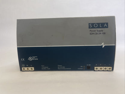 SOLA 20-24-100 OVP POWER SUPPLY OUTPUT 24-28VDC 20A INPUT 115/230VAC12/6A