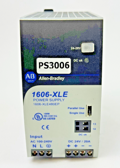 ALLEN-BRADLEY - 1606-XLE480EP SER. A - POWER SUPPLY -480 W, 24 VDC, 20A, 1 PHASE