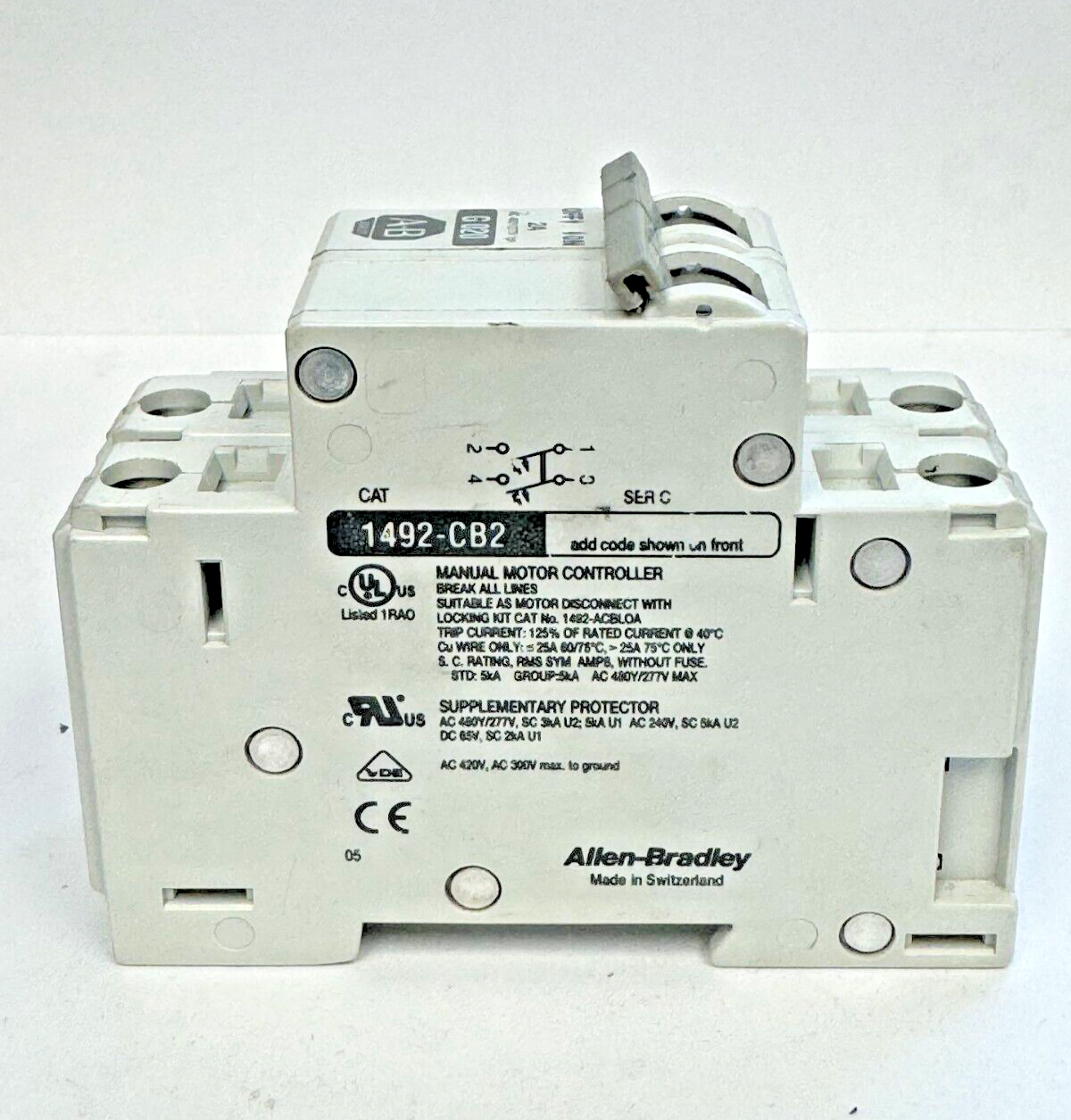 ALLEN-BRADLEY - 1492-CB2-G020 SER. C - MOTOR CONT. - 2P, 2 A, 277 V, 1PH