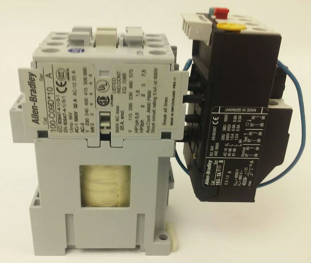 ALLEN BRADLEY 100-C09D*10 SER. A,CONTACTOR,3PH,600V,25A,24VDC COIL ,W/ 193-TAB10