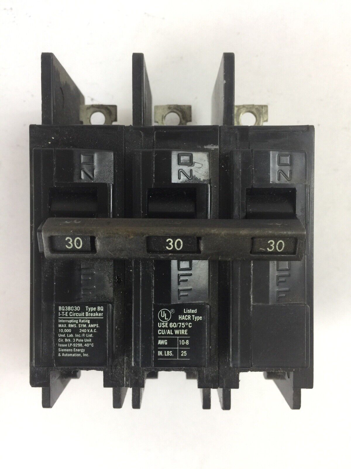 ITE BQ3B030 CIRCUIT BREAKER 3POLE 30AMP 240VAC