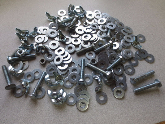 MIXED LOT of 5/16-18 BOLTS, NUTS, WASHERS, WING NUTS - NEW SURPLUS - 2-1/2 ##