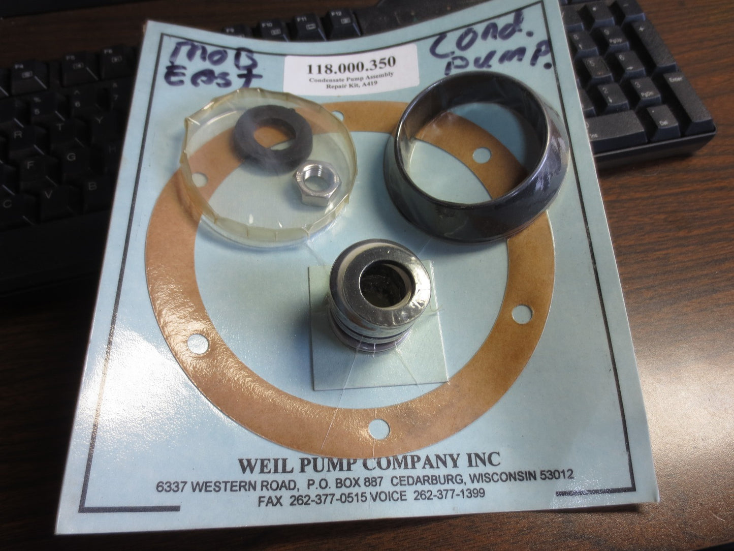 WEIL PUMP 118.000.350 REPAIR KIT, CONDENSATE PUMP, FPT/HYT SERIES VN-CM SEAL