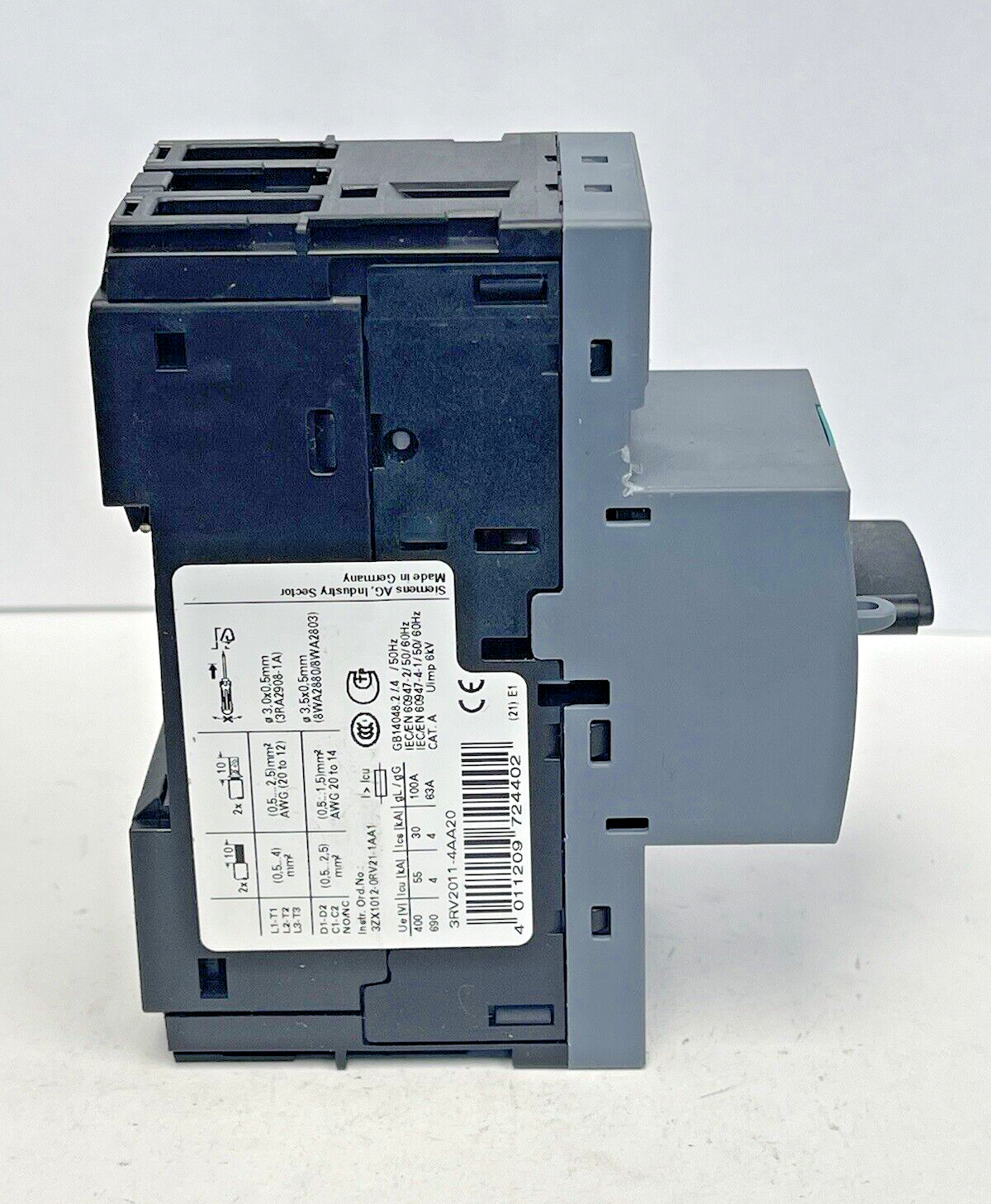 SIEMENS - 3RV2011-4AA20 - CIRCUIT BREAKER / MOTOR PROTECTOR