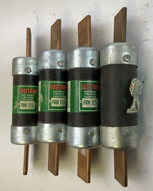 FUSETRON FRN125 DUAL ELEMENT TIME DEALY FUSE 125AMP 250VAC (LOT OF 4)