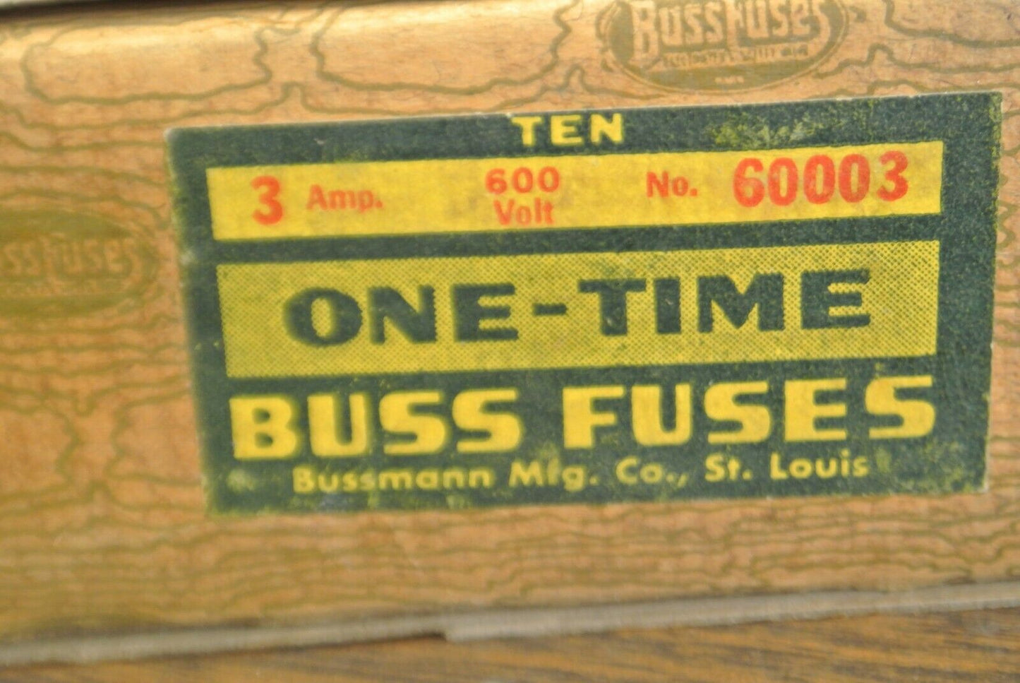 LOT of 9 / BUSS 60003 ONE-TIME FUSE / 3A / 600V / NEW SURPLUS / NOS3 (?)