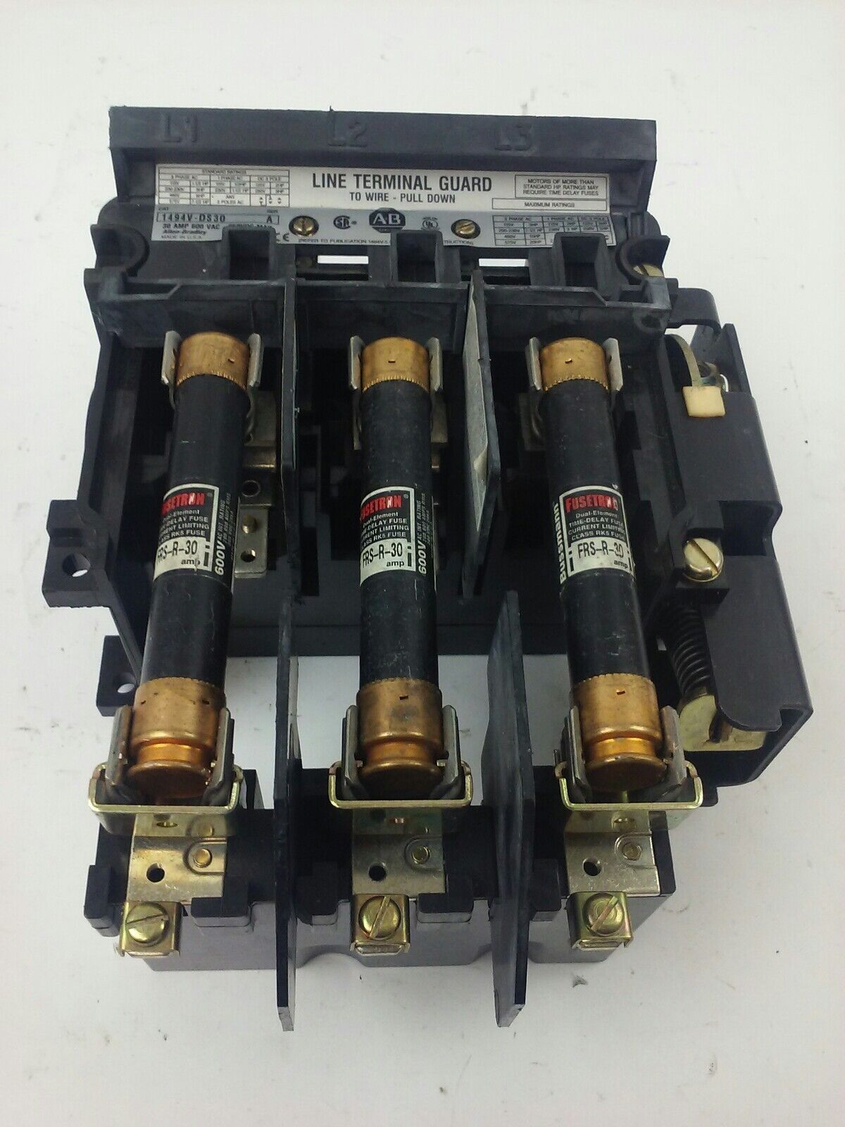 ALLEN BRADLEY 1494V-DS30 SER. A, FUSIBLE SWITCH, 3PH, 3P, 30A, 600V,1494V-FSR633