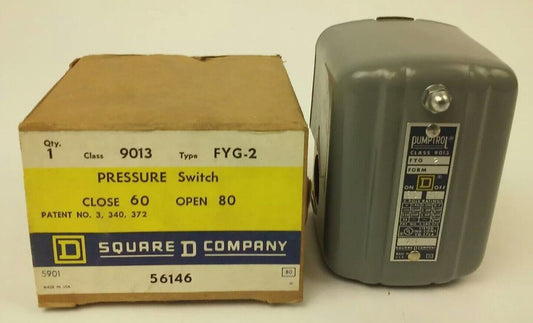 SQUARE D 9013 FYG2 PRESSURE SWITCH, 60-80PSI, 2P, 3PH, 115/230/32V, 3HP