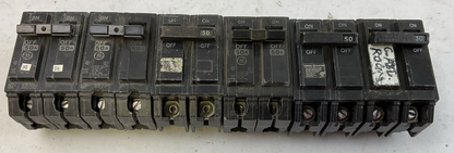 GE THQL2150 50AMP 120/240VAC 2POLE CIRCUIT BREAKER (LOT OF 6)