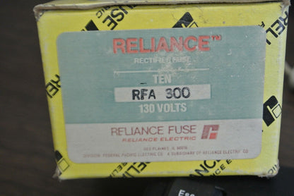 BOX of 10 / RELIANCE RFA300 RECTIFIER FUSE / 300A / 130V / NEW SURPLUS