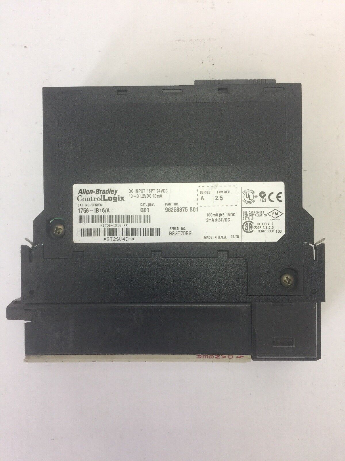 ALLEN BRADLEY 1756-IB16 SER A F/W REV. 2.5 CAT REV G01