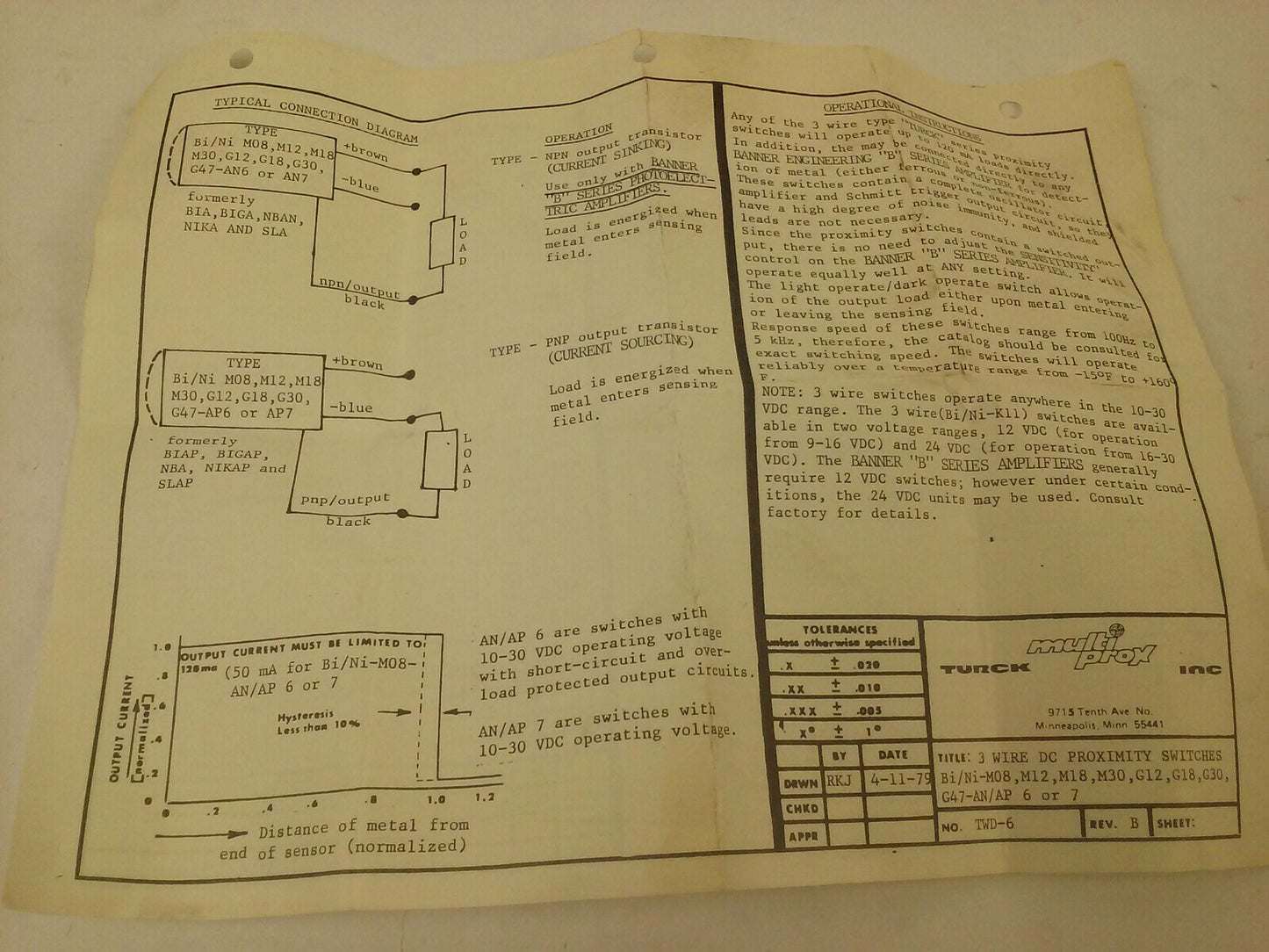 TURCK Bi10-G30-AP7-X PROXIMITY SWITCH 10-30V 250mA 10mm Bi10G30AP7X