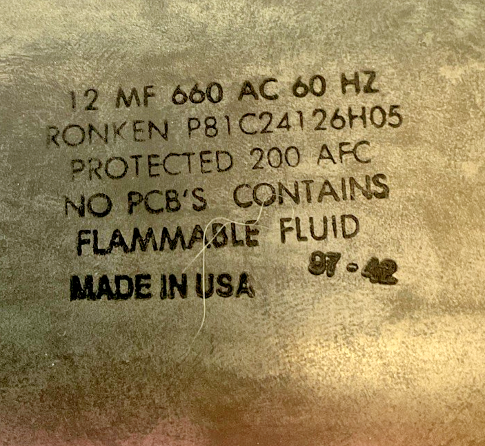 RONKEN P81C24126H05 CAPACITOR 660VAC 60 H2 50/60HZ 12MF