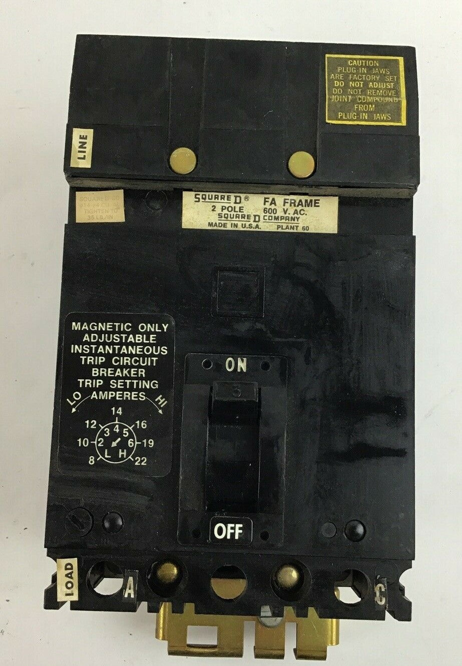 SQUARE D FA2600311MAC CIRCUIT BREAKER 2POLE 3A