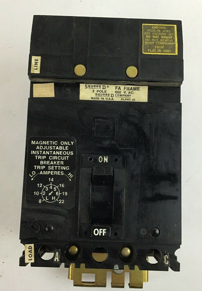 SQUARE D FA2600311MAC CIRCUIT BREAKER 2POLE 3A