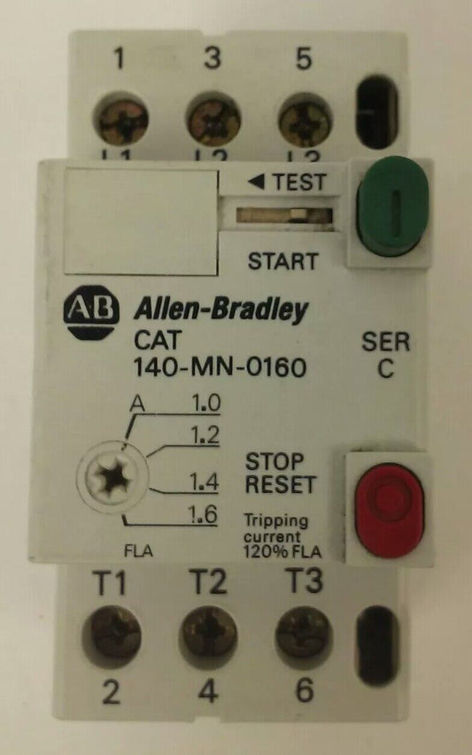ALLEN BRADLEY 140-MN-0160, MANUEL MOTOR STARTER/ CIRCUIT BREAKER, 3PH, 600V,2.5A