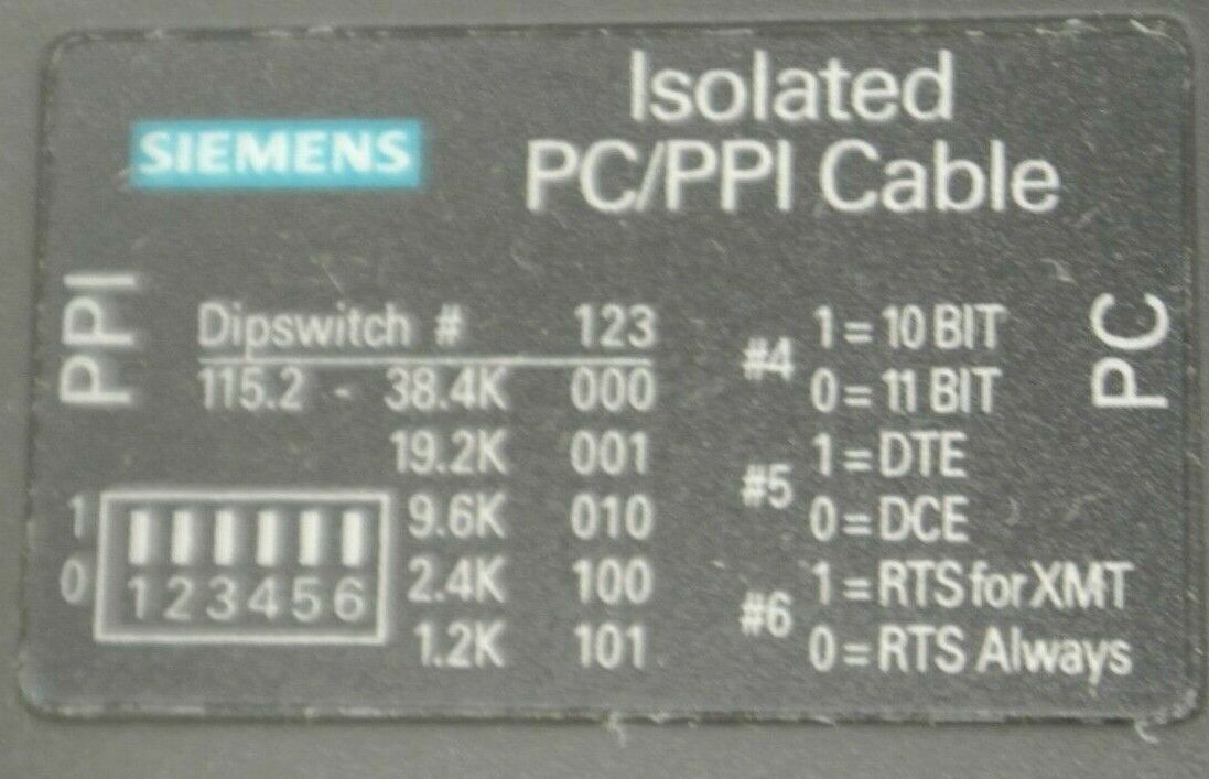 SIEMENS 6ES7901 3BF21-0XA0 / ISOLATED PC/PPI CABLE / F/S7200 / NEW SURPLUS