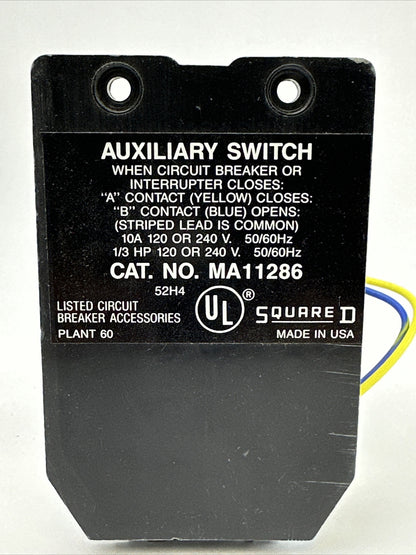 SQUARE D MA11286 AUXILIARY SWITCH 120/240V 50/60HZ 1/3HP