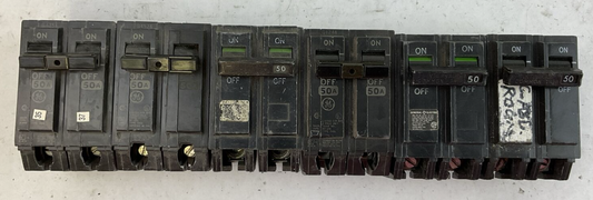 GE THQL2150 50AMP 120/240VAC 2POLE CIRCUIT BREAKER (LOT OF 6)