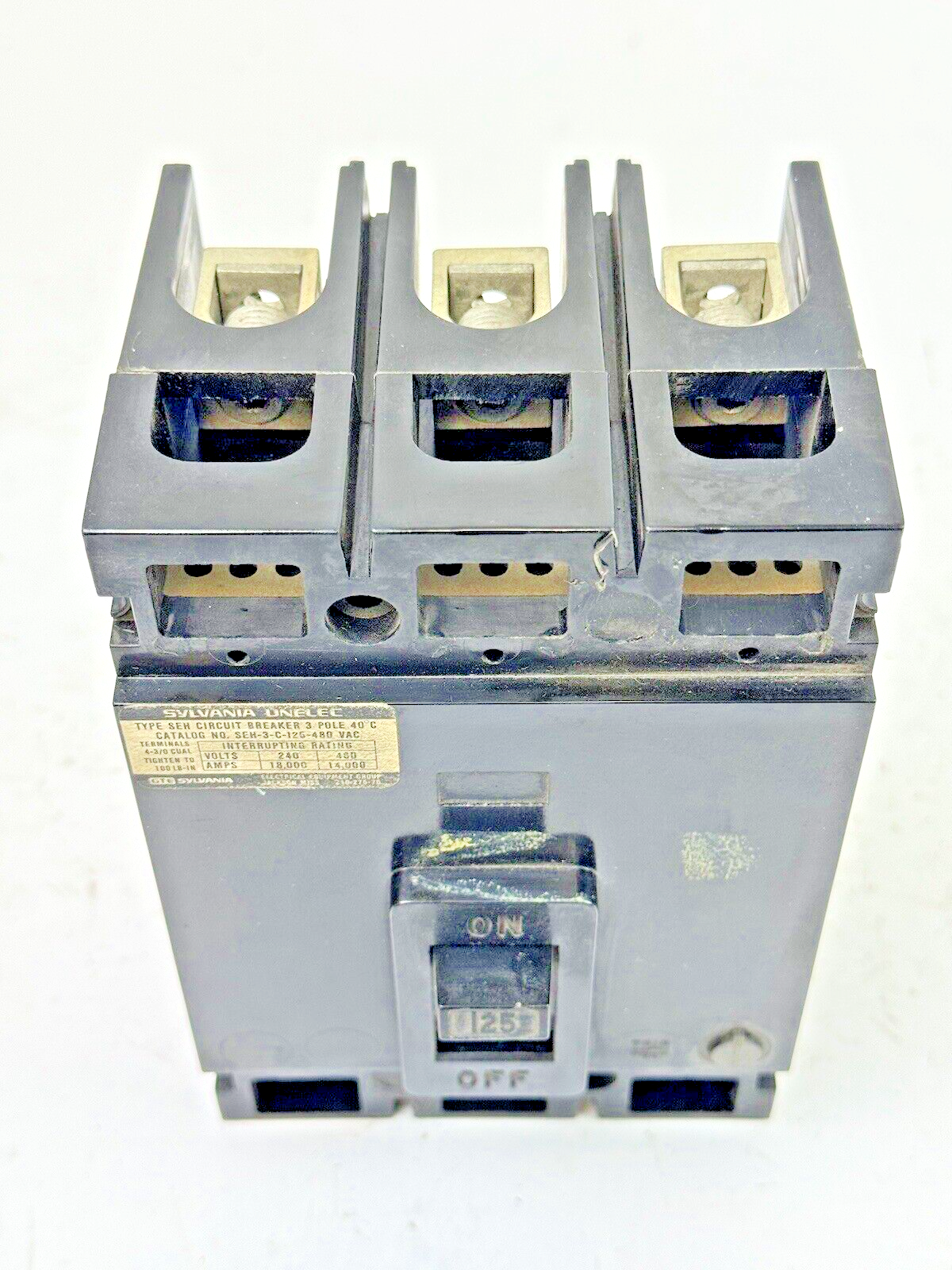 GTE/ SYLVANIA - SEH-3-C-125 - CIRCUIT BREAKER - TYPE SEH, 125 A, 480 VAC, 3 POLE