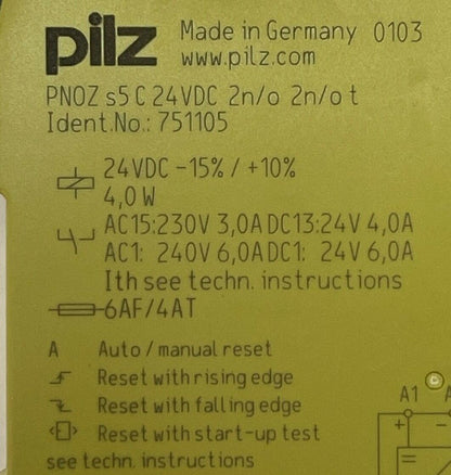 PILZ PNOZ s5 C 24VDC 2n/o 2n/o t SAFETY RELAY 230-240VAC 24VDC