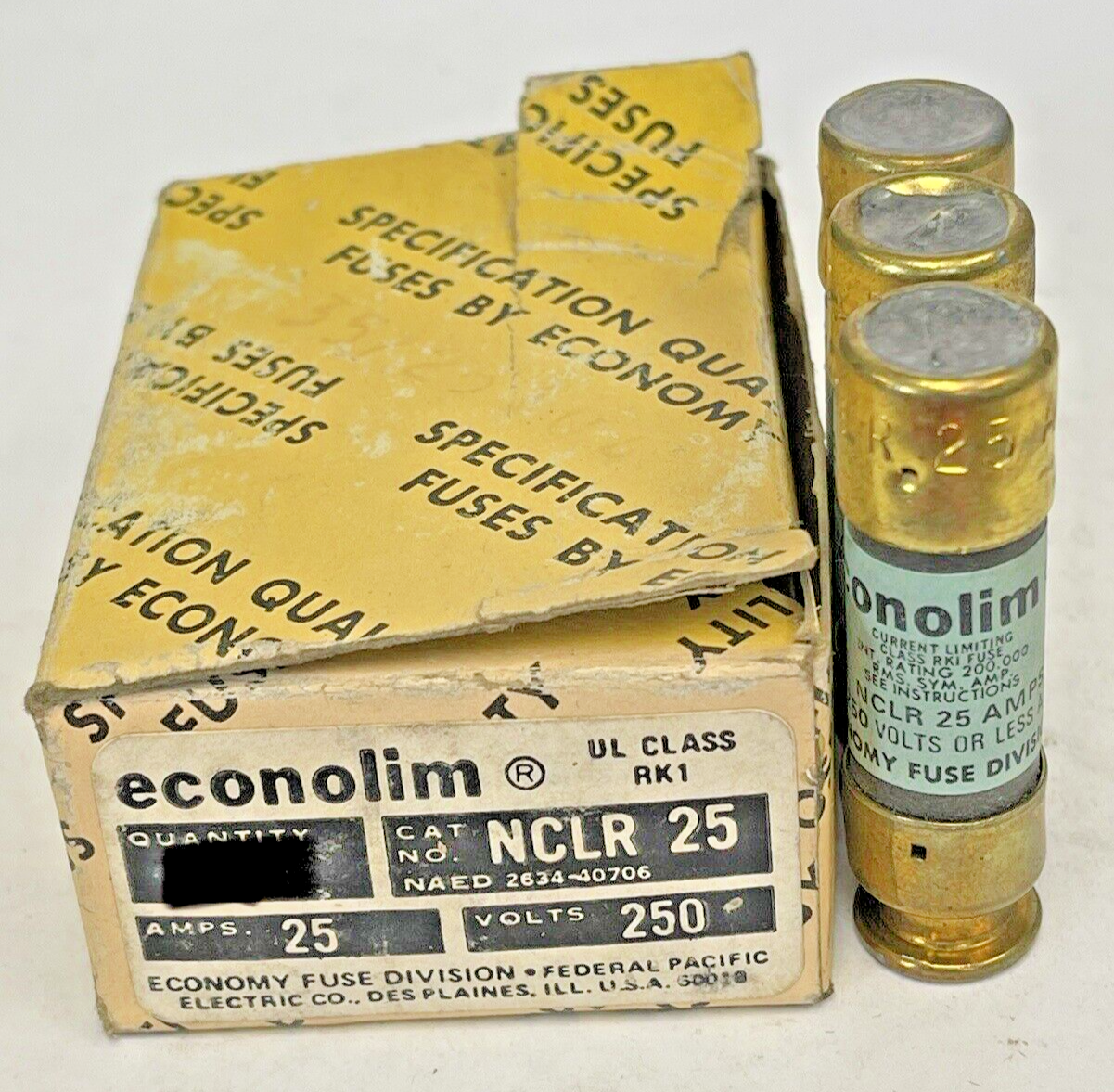 ECONOLIM *BOX OF 3* - NCLR 25 - 25 AMP, 250 VAC, CURRENT-LIMITING CLASS RK1 FUSE