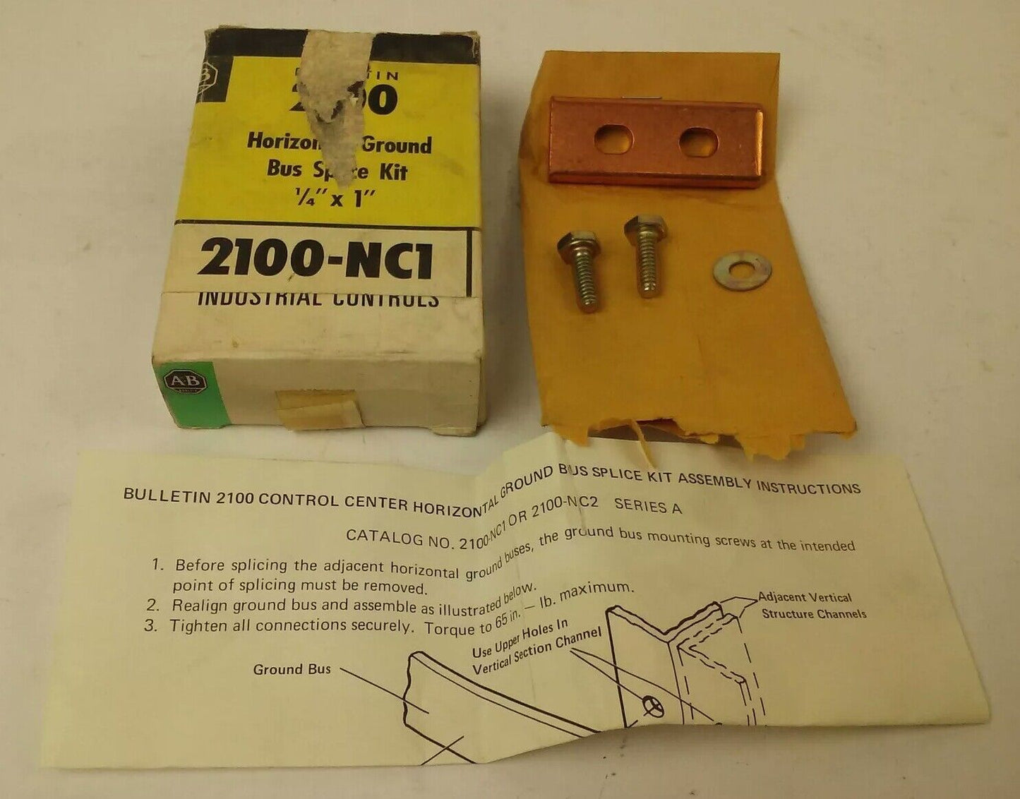 ALLEN BRADLEY 2100-NC1 SER. C, HORIZONTAL GROUND BUS SPLICE KIT 1/4'' X 1'',2100