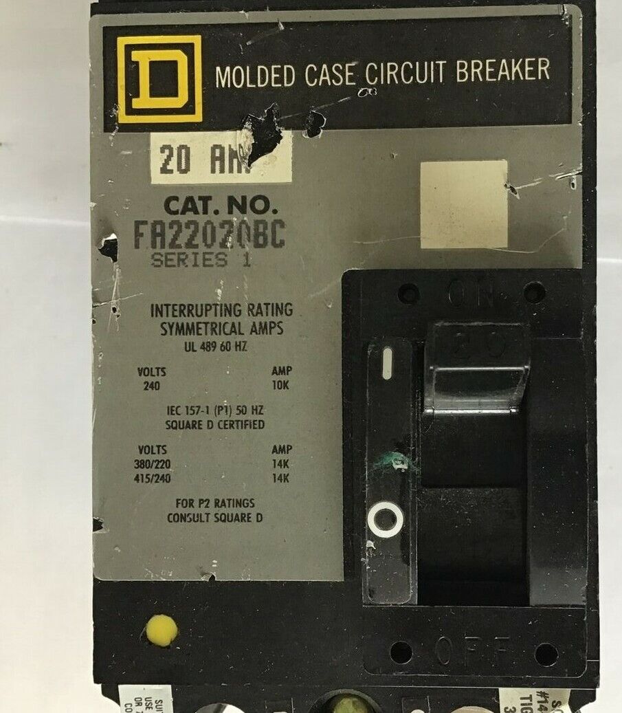 SQUARE D FA22020BC CIRCUIT BREAKER 20AMP SER.1 240VAC/250VDC ***LOTOF2***