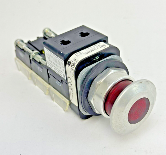 ALLEN-BRADLEY - 800T-FXTQH2RA5 SER. U - RED MUSHROOM PUSH/PULL BUTTON W/ BLOCK