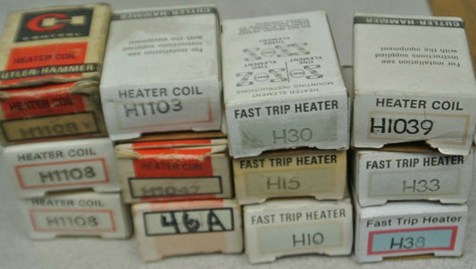MIXED LOT of 12 CUTLER-HAMMER HEATER ELEMENTS / SEE LIST BELOW