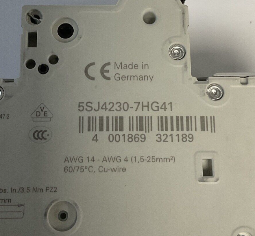 SIEMENS 5J4230-7HG41 CIRCUIT BREAKER 30A AUXILIARY CIRCUIT SWITCH