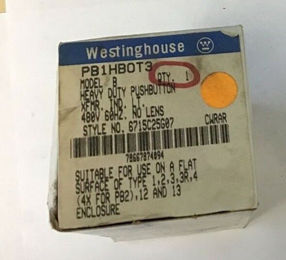 WESTINGHOUSE PB1HB0T3 PUSHBUTTON HEAVY DUTY 480V 60HZ MODEL B