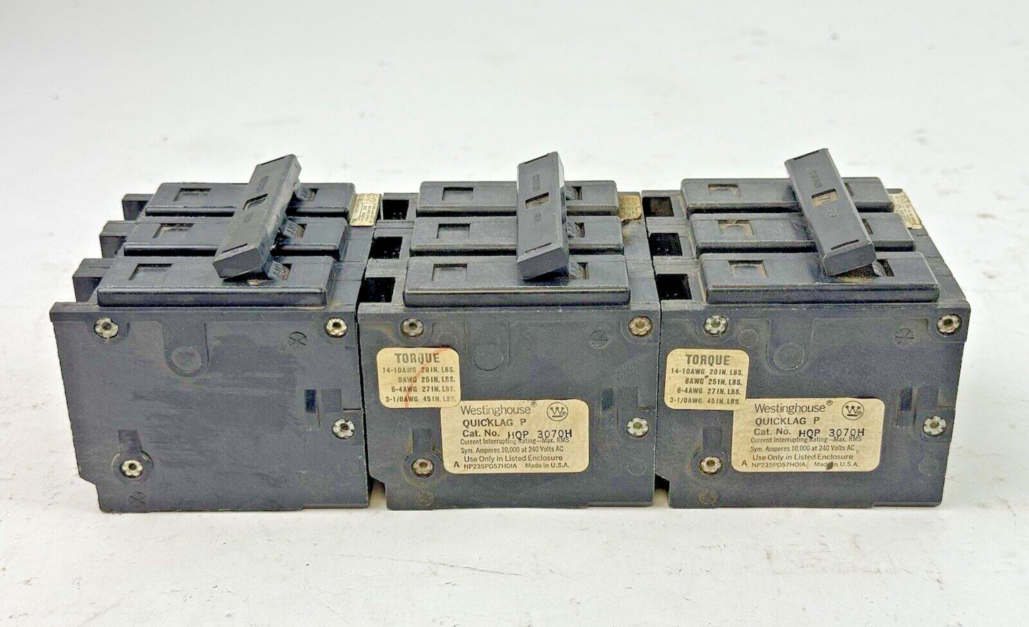 WESTINGHOUSE * LOT OF 3*  HQP3070H - CIRCUIT BREAKERS - 3 POLE/240VAC/70A