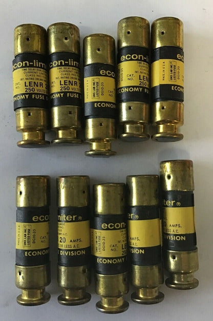 ECONOMY LENR 20 FUSE CLASS RK5 ECON-LIMITER 250VAC 20A ***LOTOF10***