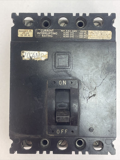 SQUARE D FAL-36070 CIRCUIT BREAKER 70AMP 600VAC 125/250VDC 3POLE