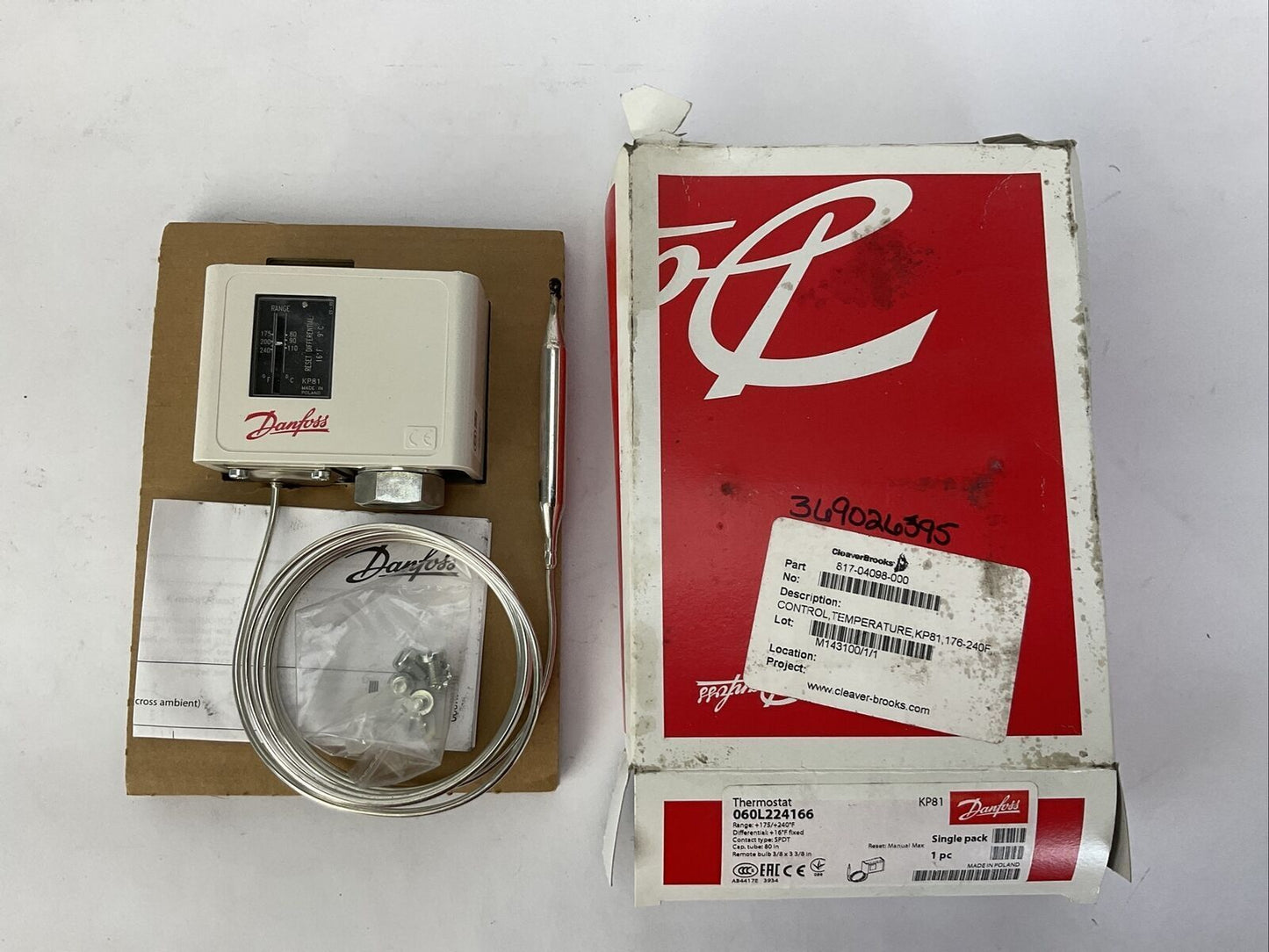 CLEAVER BROOKS 817-04098-000 CONTROL TEMPERATURE KP81 176-240F THERMOSTAT