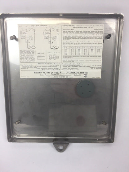 ALLEN BRADLEY 709-XCT ACROSS THE LINE AC STARTER SIZE 1P NEMA 4 120/240 V 60 HZ