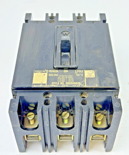 WESTINGHOUSE - FB3020L - MOLDED CIRCUIT BREAKER - 3 POLE/20A/600 VAC